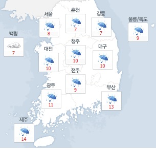 [오늘날씨]전국 흐리고 비, 오후부터 차차 개…강원도는 '첫 눈'