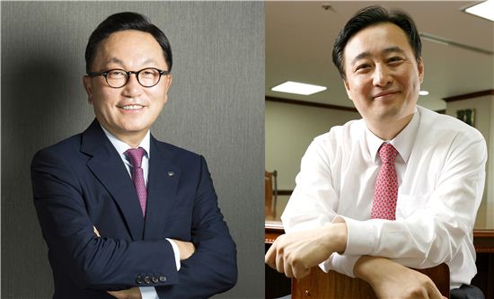 박현주 미래에셋그룹 회장, 김남구 한국투자금융지주 부회장(왼쪽부터)