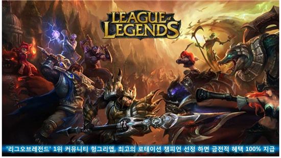 '리그오브레전드' 헝그리앱, 최고의 로테이션 챔피언 선정하면 금전적 혜택 100% 지급