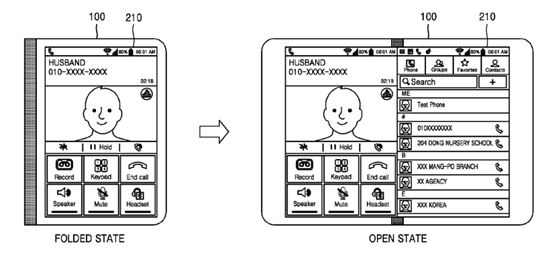 삼성의 폴더블 디스플레이 특허(사진=USPTO)