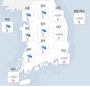 [오늘날씨]전국 대체로 흐리고 비…비 오고 추워진다