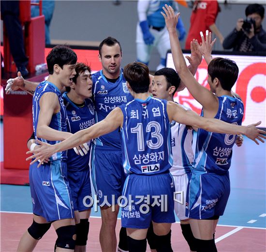 [포토]삼성화재, '짜릿한 3-0 완승이야'