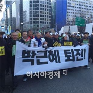 [2차 민중총궐기]집회참가자 행진…경찰과 충돌 없어