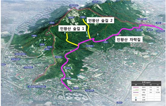 인왕산 숲길 및 자락길 구간 코스 