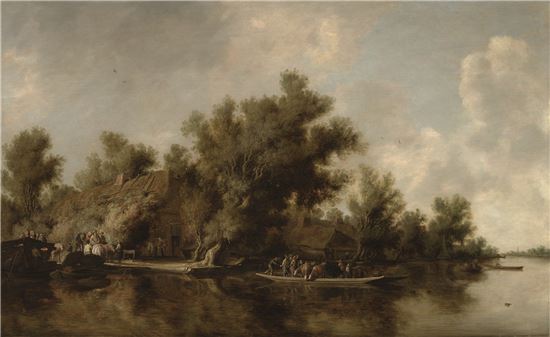 살로몬 판라위스달, '나룻베가 있는 강변 풍경', 1631년.