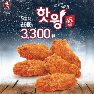 KFC, ‘핫윙 5조각 3300원 이벤트’ 실시