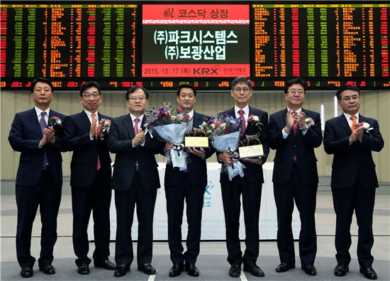 파크시스템스·보광산업, 코스닥시장 신규상장 기념식