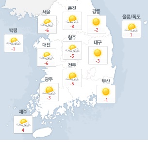[오늘날씨]전국 대체로 맑고 쌀쌀…중부지방 한때 눈이나 비