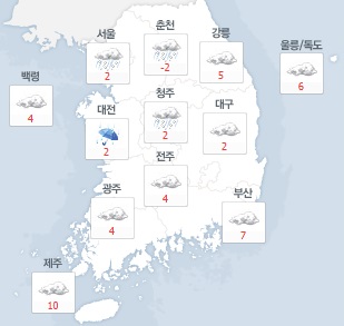 [오늘날씨]전국 눈 또는 비…날씨는 포근