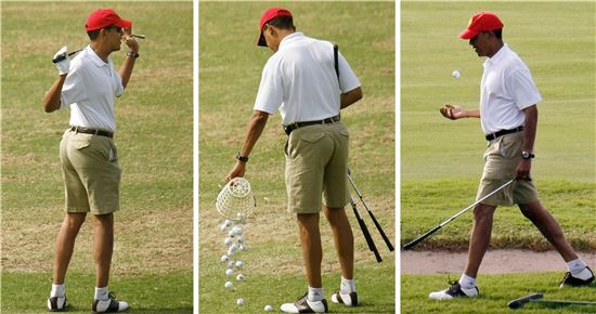 버락 오바마 미국 대통령의 연습 장면.