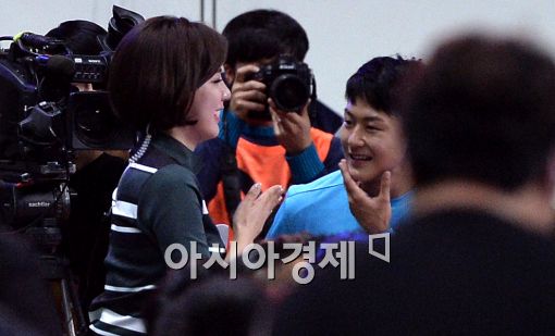 이승우-정지원 아나운서[사진=김현민 기자]