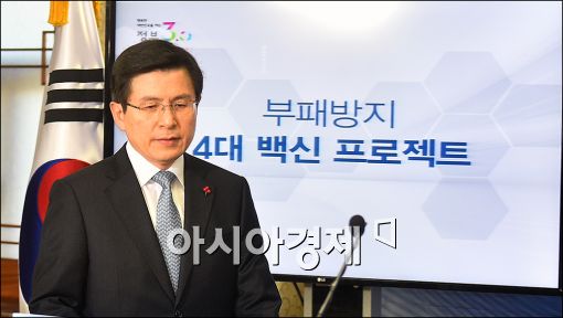[포토]황교안 총리, '부패방지 4대 백신 프로젝트' 브리핑
