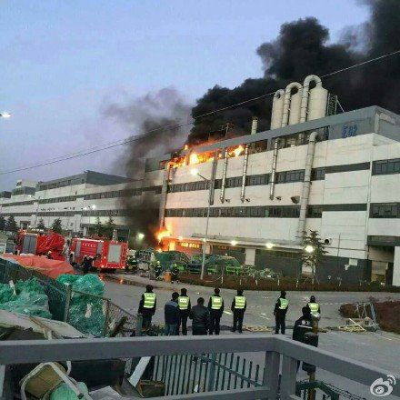 폭스콘 공장 화재(이미지 출처:웨이보)