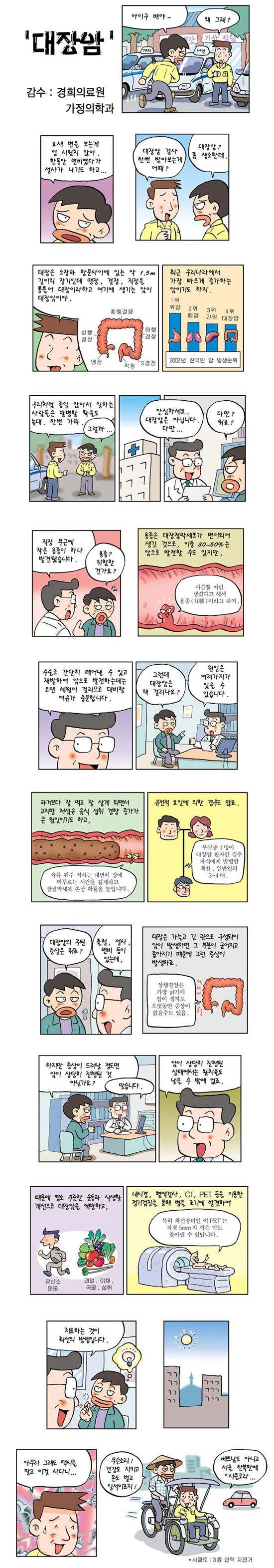 ▲만화로 보는 대장암.[자료제공=경희의료원]