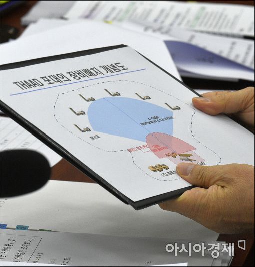 [포토]한민구 국방장관, 사드 관련 자료 확인