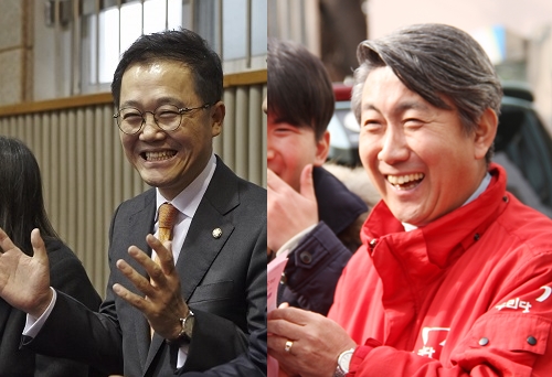 강석훈 새누리당 의원(왼쪽) 이동관 전 청와대 홍보수석(오른쪽)