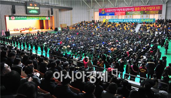 호남대학교(총장 서강석) ‘2016학년도 입학식 및 오리엔테이션’이  29일 오전 11시 문화체육관에서 열렸다.  
