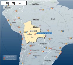 볼리비아 산타크루즈 신도시 개발 사업 위치도(제공: 국토교통부)