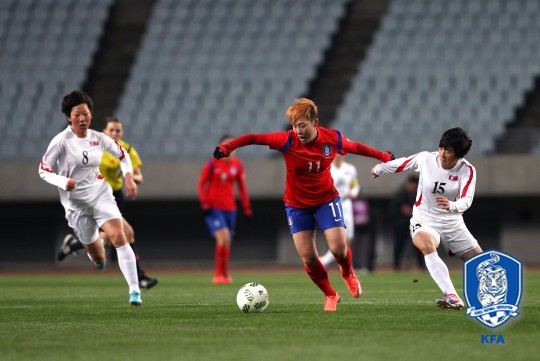 여자 축구, 리우올림픽 최종예선 1차전서 북한과 1-1 무