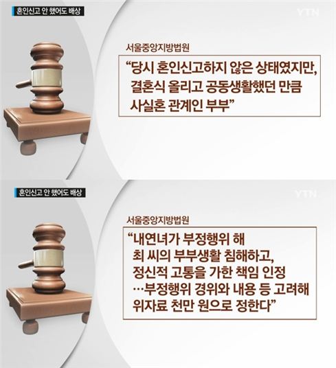 사실혼 아내, 내연녀 상대 소송…결과는?