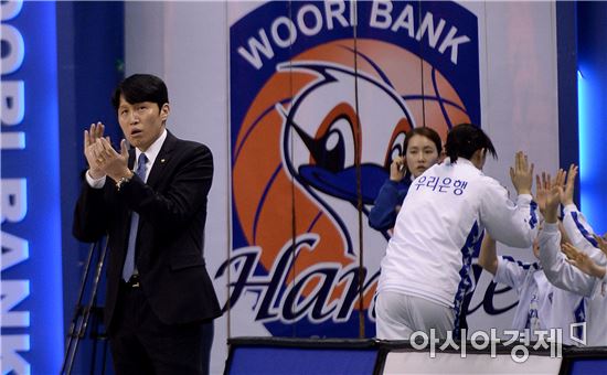 [포토]박수치는 우리은행 위성우 감독