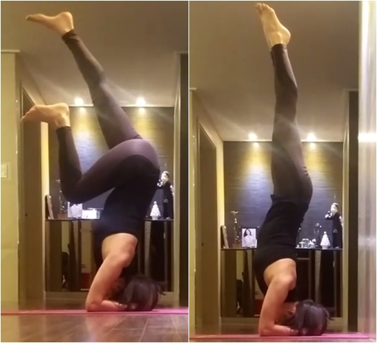 [포토] 이지애, 군살없는 요가복 자태…완벽한 고난도 동작