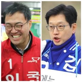 경남 김해을 이만기 새누리당 후보(왼쪽)과 김경수 더불어민주당 후보