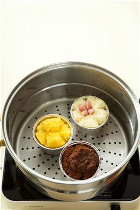 「오늘의 레시피」당근 찜케이크, 소시지 찜케이크, 코코아 찜케이크