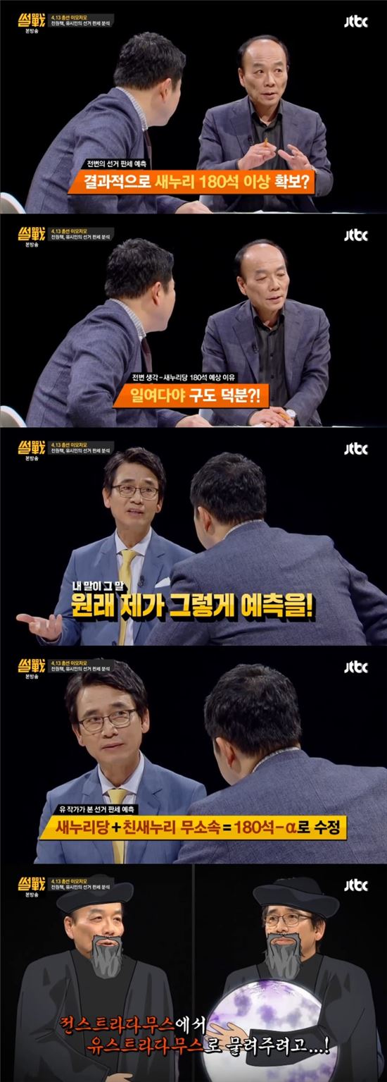 '썰전' 전원책 유시민의 총선 예측. 사진=JTBC 방송화면 캡처