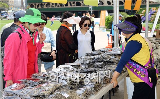 장흥·영암·강진 등  공동으로 지역 특산물의 수도권 판촉 강화를 위해 마련한 ‘한마음 2·5·4농부장터’가 지난 28일 서울시청 앞 광장에서 막을 올렸다.
