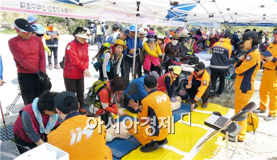 광주시 동부소방서(서장 김남윤)는 4월30일 열린 무등산 정상 개방 행사를 찾은 전국 각지의 탐방객들을 위해 현장응급의료소와 소·소·심 체험장을 운영했다. 
