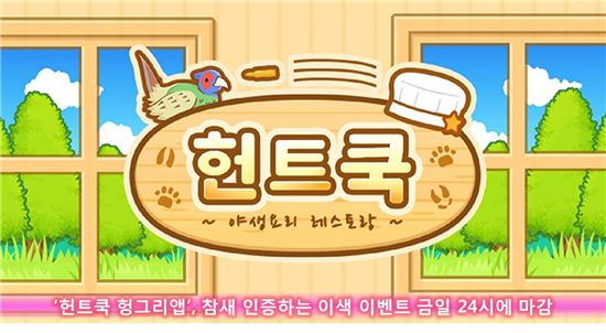 '헌트쿡 헝그리앱', 참새 인증하는 이색 이벤트 금일 24시에 마감