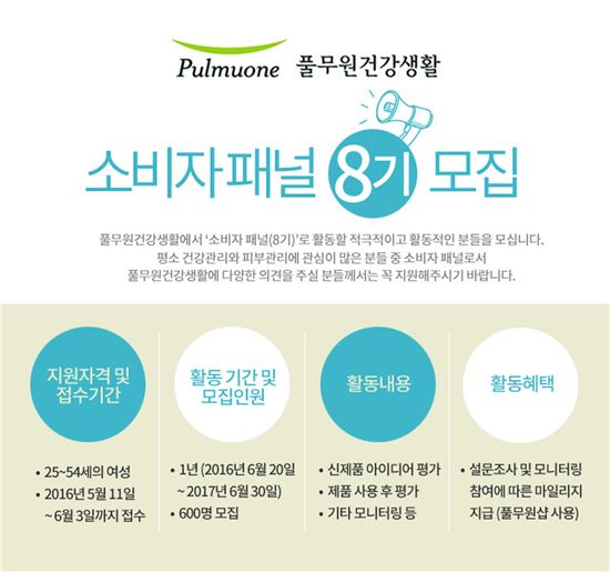 풀무원건강생활, ‘소비자패널 8기’ 600명 모집