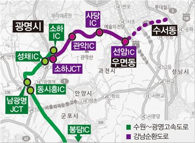 강남순환도로 '광명~우면산'구간 7월3일 개통