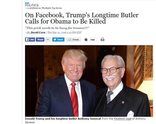 트럼프 옛 집사, 페이스북에 “오바마 총살됐어야”…그 주인에 그 집사