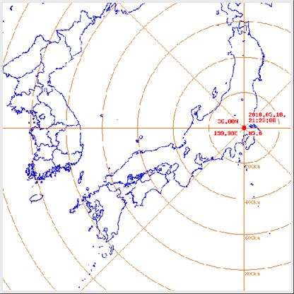 일본 도쿄 북동쪽 39km 지역에서 발생한 규모 5.6 지진. 사진=기상청