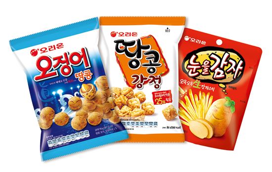 오리온, '오징어땅콩·땅콩강정·눈을감자' 국내 생산 재개