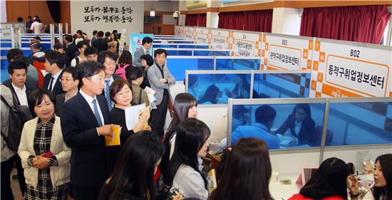 이창우 동작구청장이 16일 동작구청 대강당에서 열린 '2016 서울시 찾아가는 채용박람회장'을 찾았다.