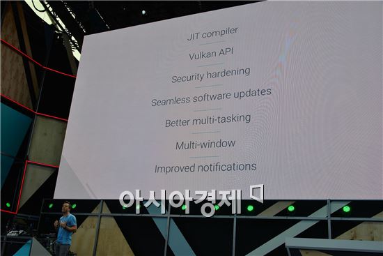 18일(현지시간) 구글이 I/O에서 새 모바일 OS 안드로이드N에 대해 소개했다.(사진제공=구글 코리아)