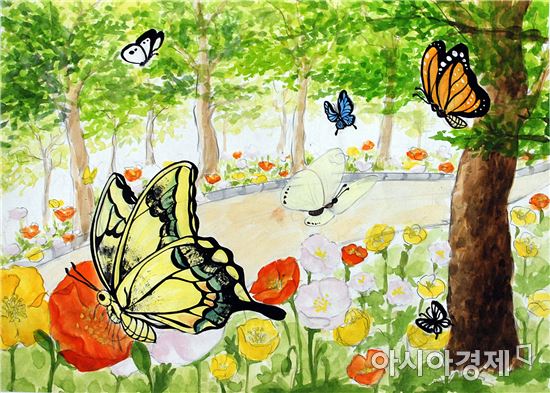 대상작 김서아(함평고 2년) 학생의 ‘나비와 꽃 그리고 길’