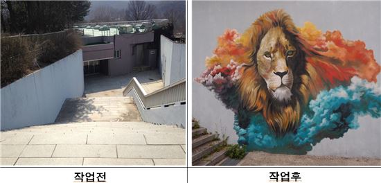 서울대공원 '동물원 700벽화거리' 변화 전후(제공=서울대공원)