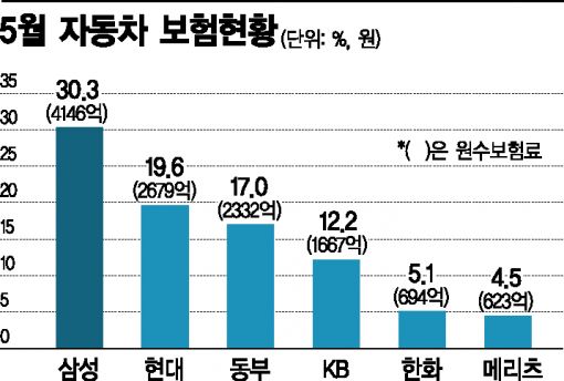 車보험 점유율 30% 껑충…삼성화재 '넘사벽' 넘었다