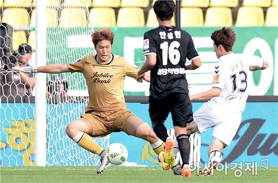 [포토]선방하는 성남 김동준 골키퍼