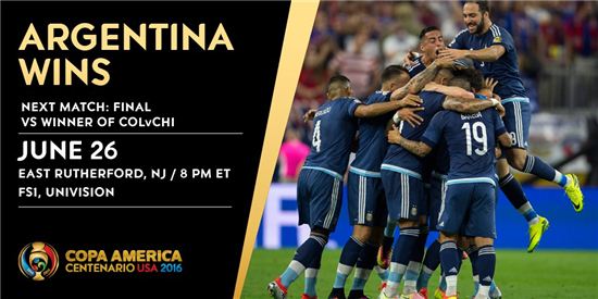 [코파 아메리카 4강] 아르헨티나, 미국 꺾고 결승행…홈팀 미국 ‘슈팅 0’