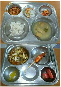 SNS를 통해 공개된 대전 한 초등학교의 점심식사.