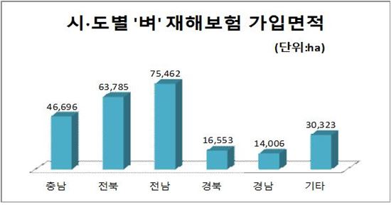 전남 벼 재해보험 가입 면적 전국 최다