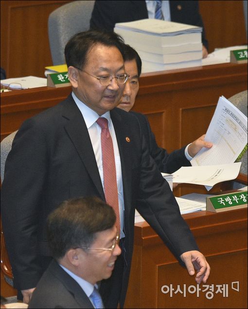 [포토]유일호 부총리, 국회 예결위 전체회의 참석