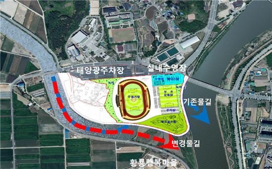 장성군은 오는 2020년까지 황룡강 주변 기산리 일원에 주경기장과 보조경기장을 갖춘 65,000㎡ 규모의 공설운동장을 건립하기 위한 기본계획을 수립했다고 밝혔다. 사진=장성군