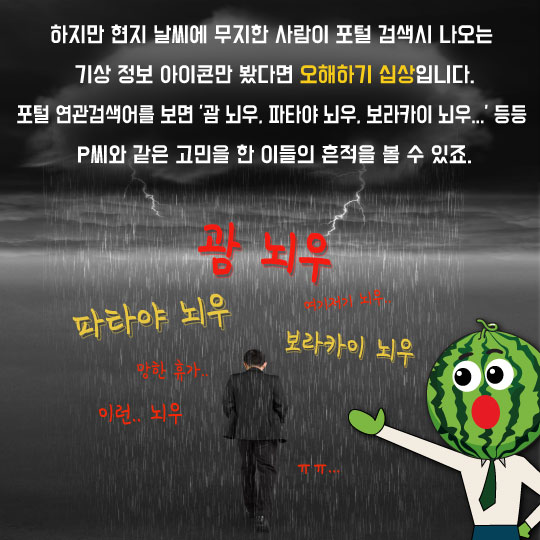 [카드뉴스] 해외여행 내내 비? 일기예보 '우산 아이콘'에 쫄았네