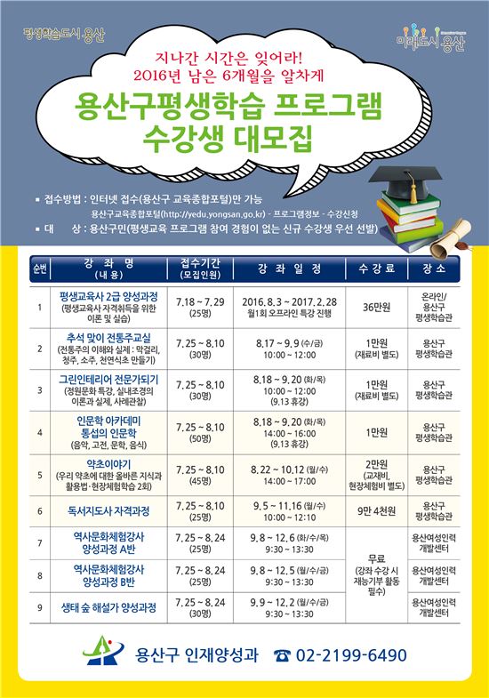 용산구 평생학습 안내 포스터
